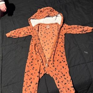 Carter's Orange and Black Leopard Print Footie